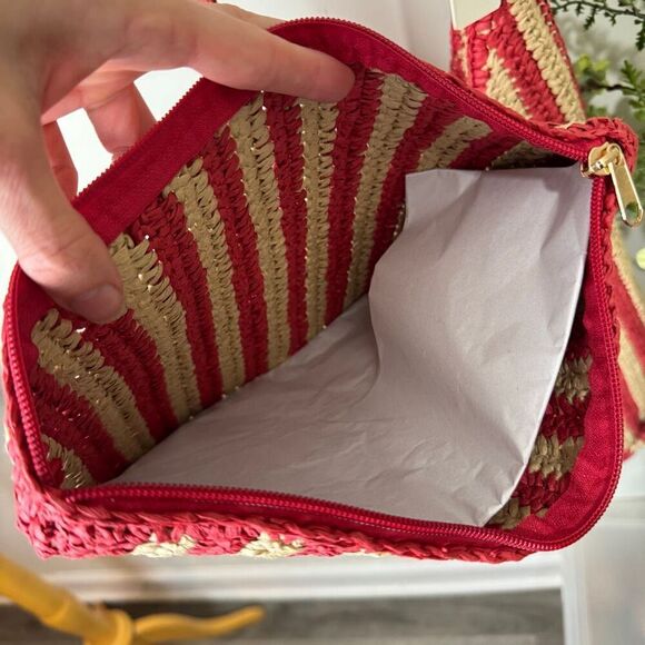 Anthropologie The Love Knot Slouchy Bag: Raffia Buckle Edition | New NWT | Red S - Picture 13 of 16